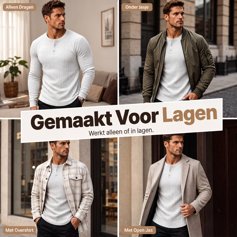 🔥 Klantfavoriet ✨ Heren Slim Fit Henley Shirt 👕 stijlvolle pasvorm, comfortabel gevoel & moderne casual look 😎