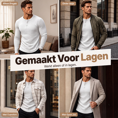 🔥 Klantfavoriet ✨ Heren Slim Fit Henley Shirt 👕 stijlvolle pasvorm, comfortabel gevoel & moderne casual look 😎