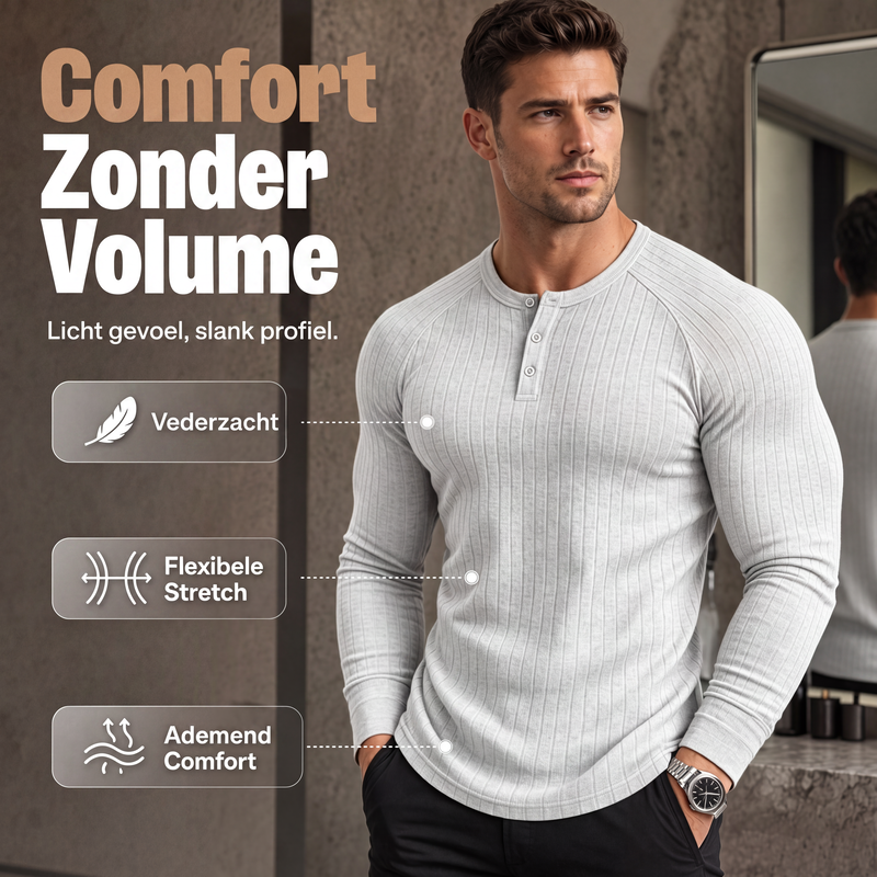 🔥 Klantfavoriet ✨ Heren Slim Fit Henley Shirt 👕 stijlvolle pasvorm, comfortabel gevoel & moderne casual look 😎