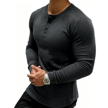 🔥 Klantfavoriet ✨ Heren Slim Fit Henley Shirt 👕 stijlvolle pasvorm, comfortabel gevoel & moderne casual look 😎