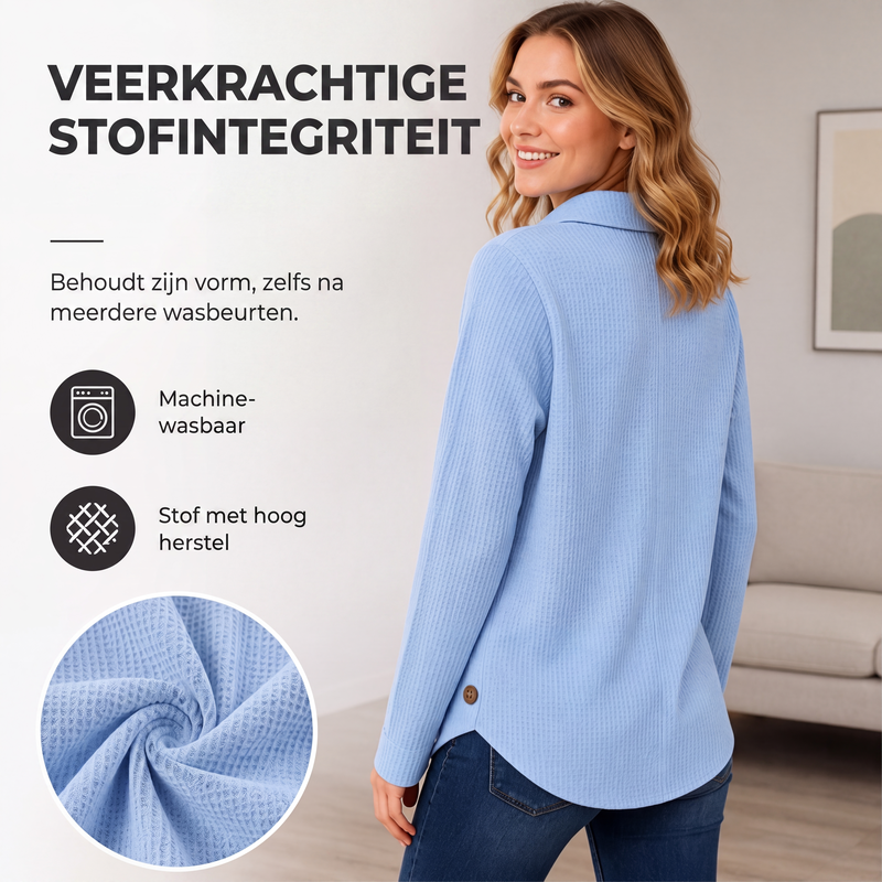 ⏰Laatste dag uitverkoop: 50% korting💃Gebreid dameshemd met knopen en onregelmatige zoom