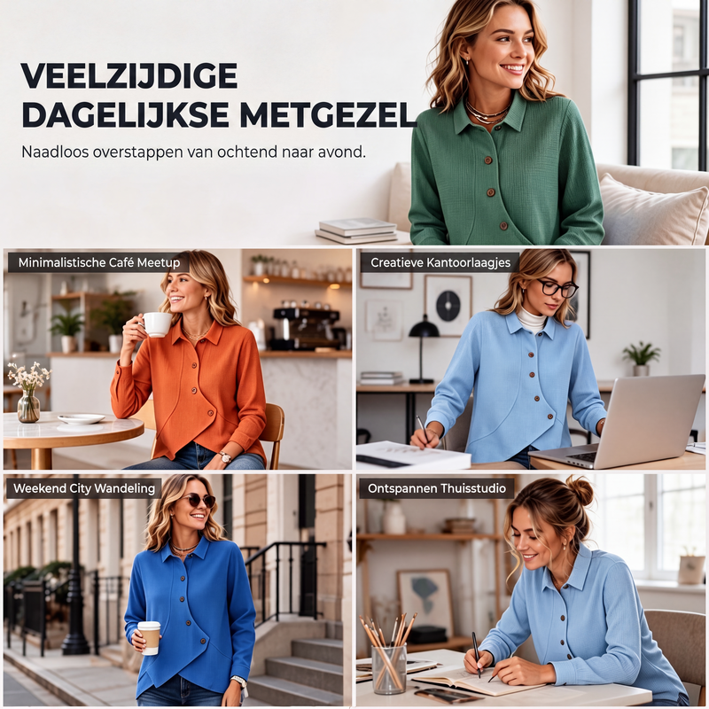⏰Laatste dag uitverkoop: 50% korting💃Gebreid dameshemd met knopen en onregelmatige zoom
