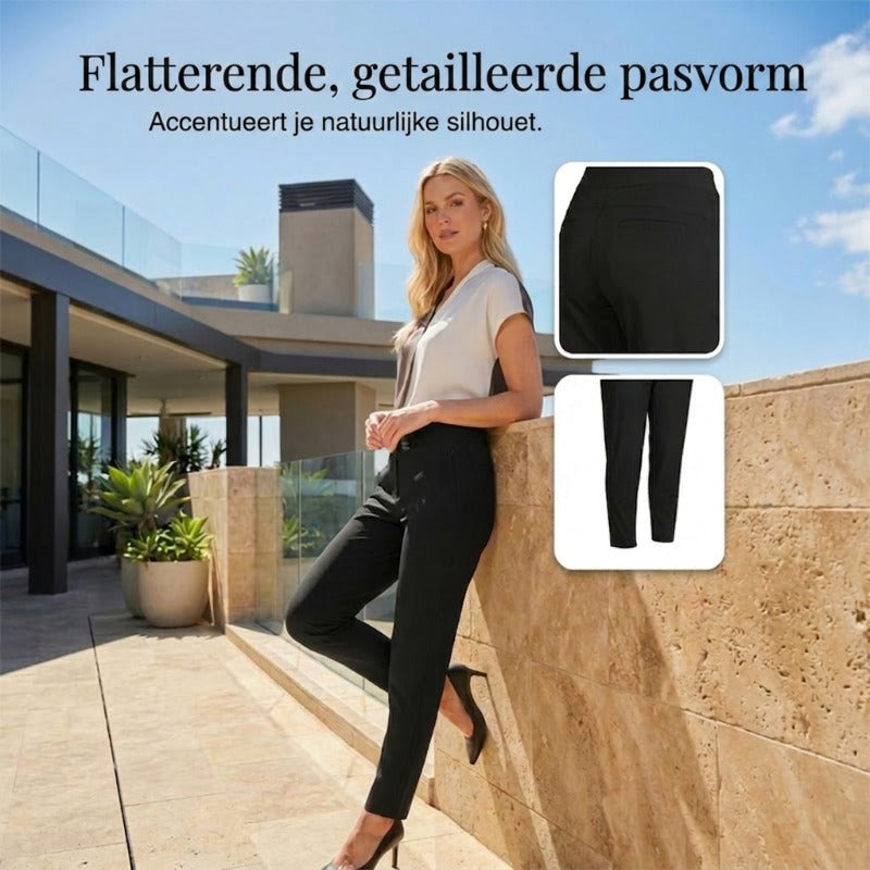 ⏰🎁Hoge elastische broek voor dames met zakken met ritssluiting
