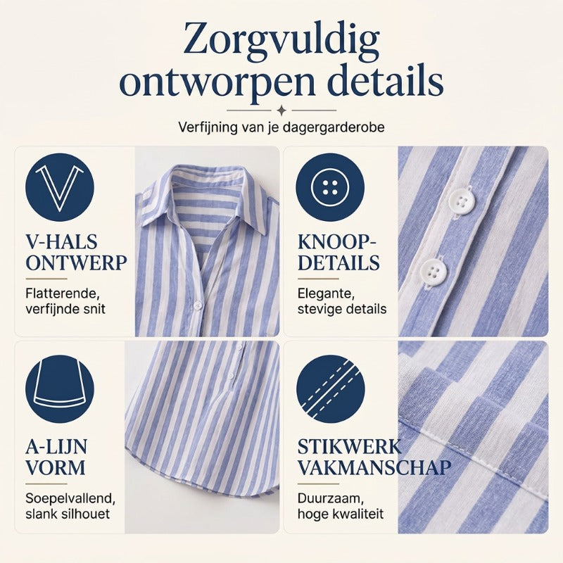 🔥 Alleen vandaag! 50% korting –Mouwloze gestreepte overhemdjurk met V-hals voor dames
