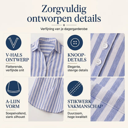 🔥 Alleen vandaag! 50% korting –Mouwloze gestreepte overhemdjurk met V-hals voor dames
