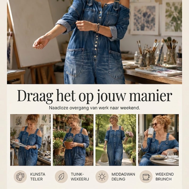 ⏳🔥TIJDELIJK 50% KORTING! 👗 Losse jumpsuit met wijde pijpen en zakken – Comfort en stijl zonder moeite ✨